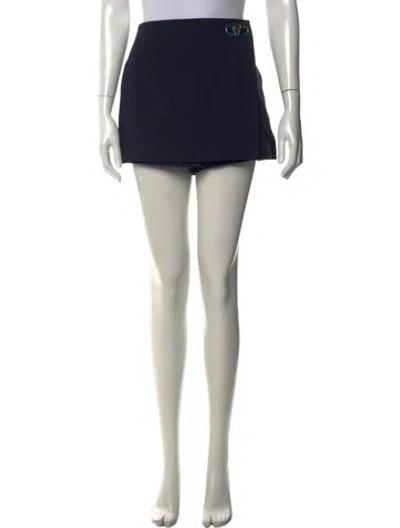 Pre-owned Valentino Virgin Wool Mini Shorts W/ Tags In Blue