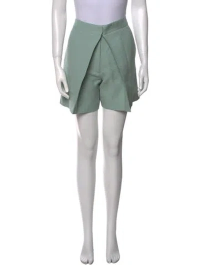 Pre-owned Valentino Virgin Wool Mini Shorts W/ Tags In Green