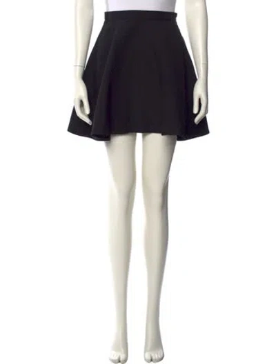 Pre-owned Valentino Virgin Wool Mini Skirt In Black
