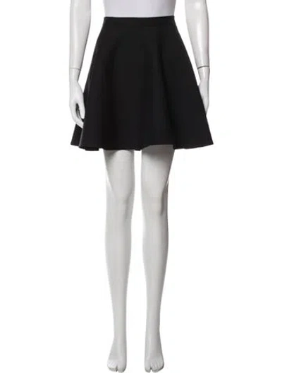 Pre-owned Valentino Virgin Wool Mini Skirt In Black