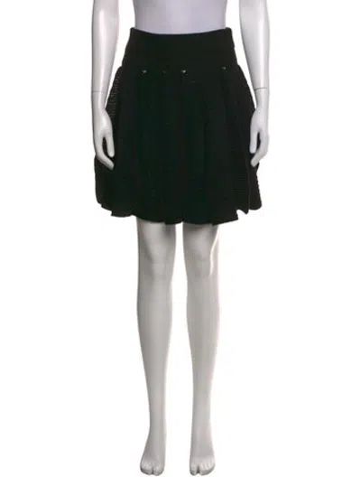 Pre-owned Valentino Virgin Wool Mini Skirt In Black
