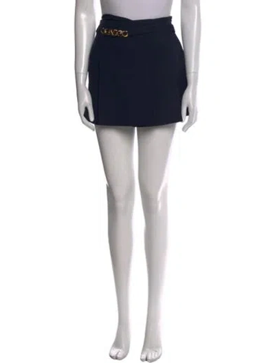 Pre-owned Valentino Virgin Wool Mini Skirt In Blue