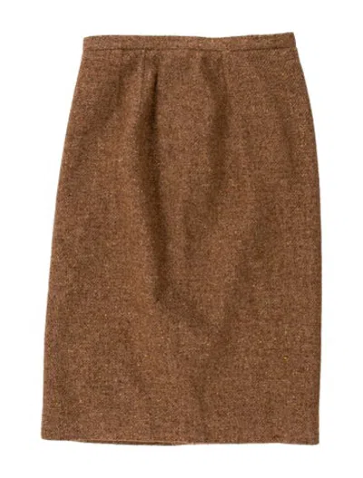 Pre-owned Valentino Virgin Wool Mini Skirt In Brown