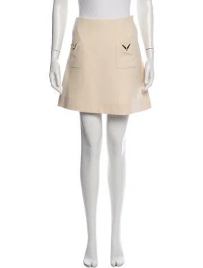 Pre-owned Valentino Virgin Wool Mini Skirt In Neutral