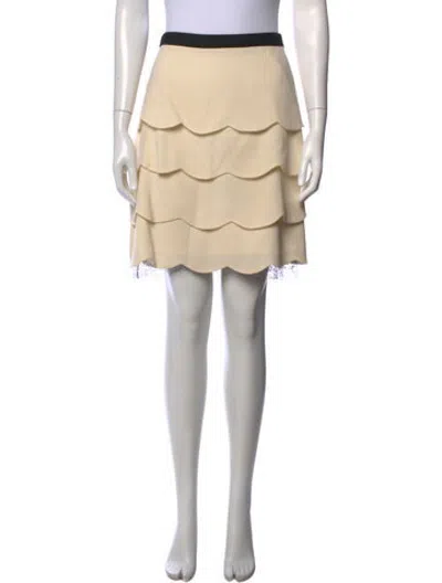 Pre-owned Valentino Virgin Wool Mini Skirt In Neutrals