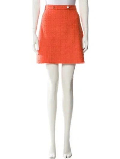 Pre-owned Valentino Virgin Wool Mini Skirt In Orange