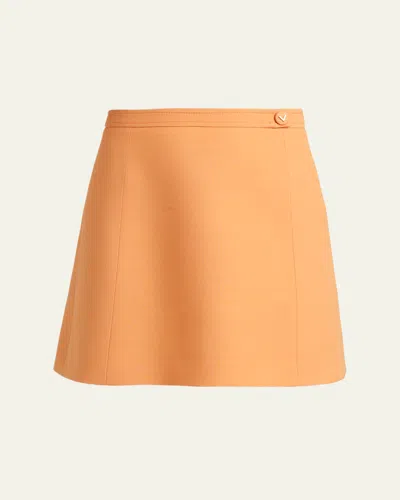 Valentino Virgin Wool Mini Skirt In Orange
