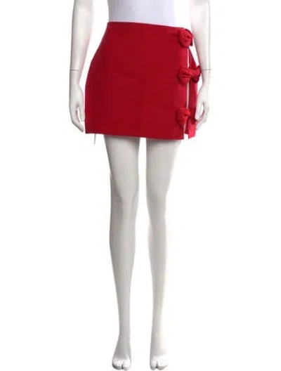 Pre-owned Valentino Virgin Wool Mini Skirt In Red