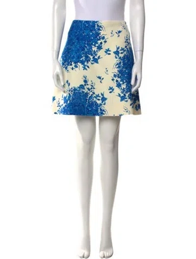 Pre-owned Valentino Virgin Wool Mini Skirt W/ Tags In Blue