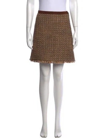 Pre-owned Valentino Virgin Wool Mini Skirt W/ Tags In Brown