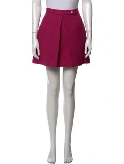 Pre-owned Valentino Virgin Wool Mini Skirt W/ Tags In Pink