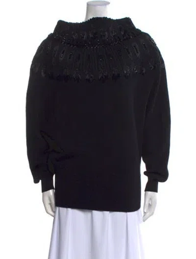 Pre-owned Valentino Virgin Wool Mock Neck Sweater W/ Tags In Blue