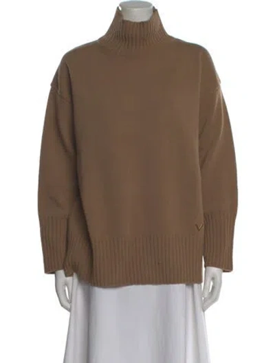 Pre-owned Valentino Virgin Wool Mock Neck Sweater W/ Tags In Brown