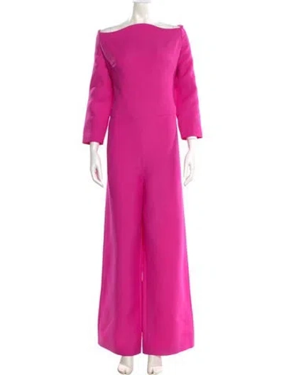 Pre-owned Valentino Virgin Wool Off-the-shoulder Jumpsuit In Pink