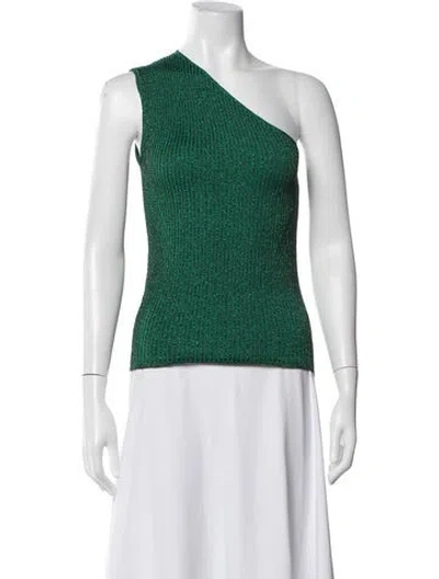 Pre-owned Valentino Virgin Wool One-shoulder Top In Grey