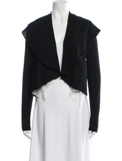 Pre-owned Valentino Virgin Wool Open Front Sweater In Black