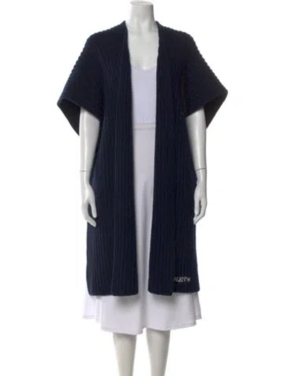 Pre-owned Valentino Virgin Wool Open Front Sweater In Black