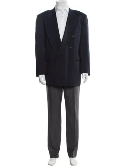 Pre-owned Valentino Virgin Wool Overcoat In Blue