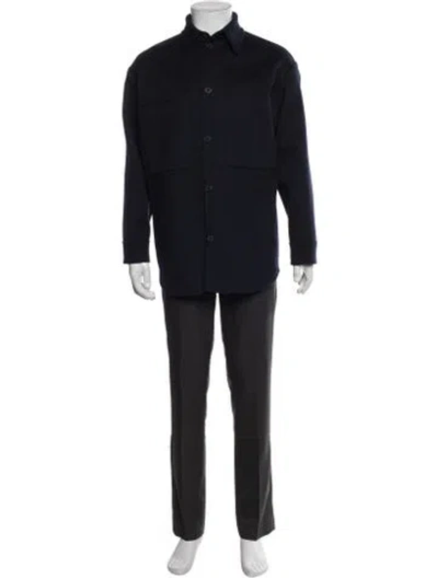 Pre-owned Valentino Virgin Wool Overcoat In Blue