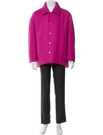 Pre-owned Valentino Virgin Wool Overcoat In Pink