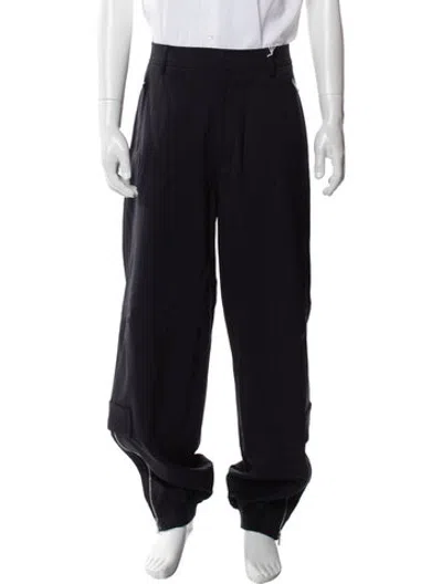 Pre-owned Valentino Virgin Wool Pants In Blue