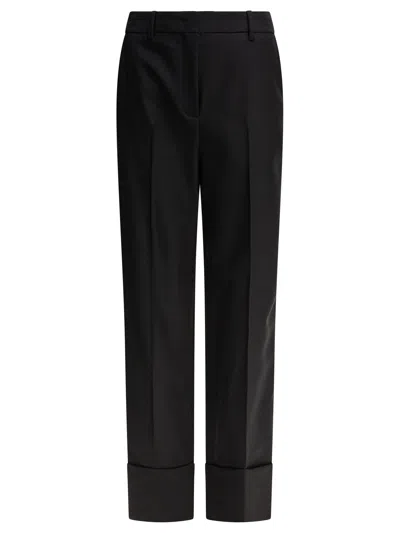 Valentino Virgin Wool Pants For Woman In Black