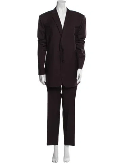 Pre-owned Valentino Virgin Wool Pantsuit In Brown