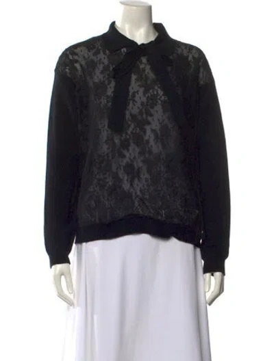 Pre-owned Valentino Virgin Wool Patterned Sweater In Black