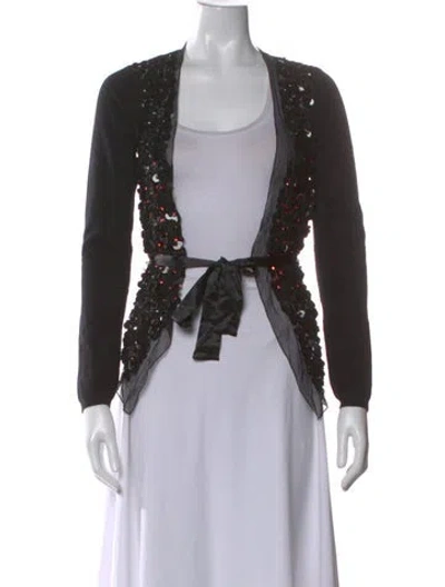 Pre-owned Valentino Virgin Wool Patterned Sweater In Black