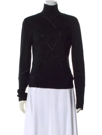 Pre-owned Valentino Virgin Wool Patterned Sweater In Black