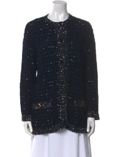 Pre-owned Valentino Virgin Wool Patterned Sweater In Blue