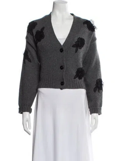 Pre-owned Valentino Virgin Wool Patterned Sweater In Gray