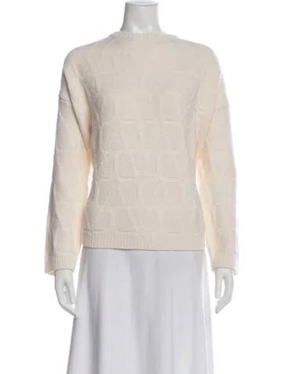 Pre-owned Valentino Virgin Wool Patterned Sweater In Pink