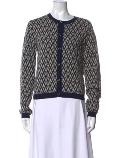 Pre-owned Valentino Virgin Wool Patterned Sweater W/ Tags In Blue