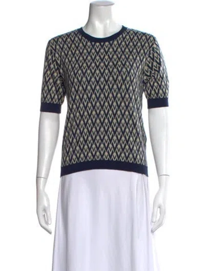 Pre-owned Valentino Virgin Wool Patterned Sweater W/ Tags In Blue