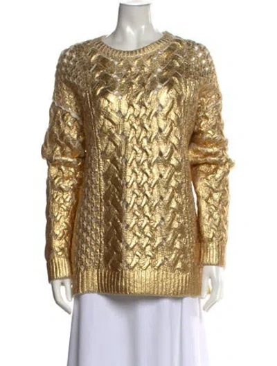 Pre-owned Valentino Virgin Wool Patterned Sweater W/ Tags In Gold/metallic