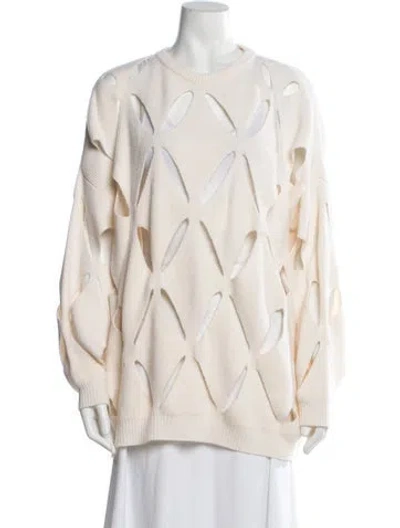 Pre-owned Valentino Virgin Wool Patterned Sweater W/ Tags In Neutrals