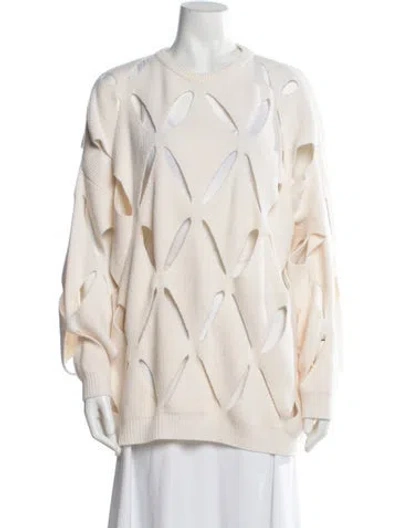 Pre-owned Valentino Virgin Wool Patterned Sweater W/ Tags In Neutrals
