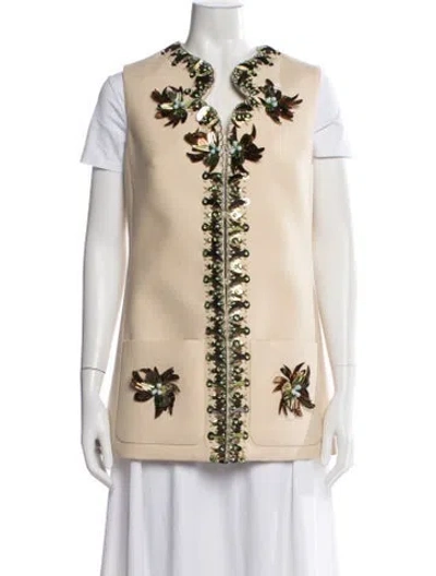 Pre-owned Valentino Virgin Wool Patterned Vest W/ Tags In Neutrals