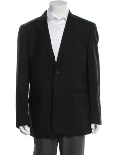Pre-owned Valentino Virgin Wool Peacoat In Black