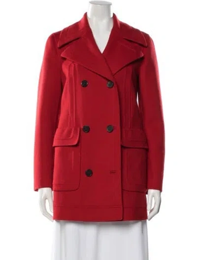 Pre-owned Valentino Virgin Wool Peacoat In Red