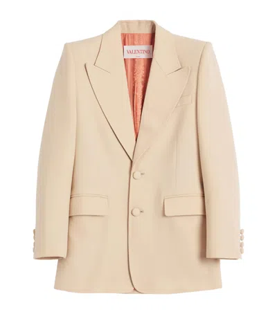 Valentino Virgin Wool Peak-lapel Blazer In Nude