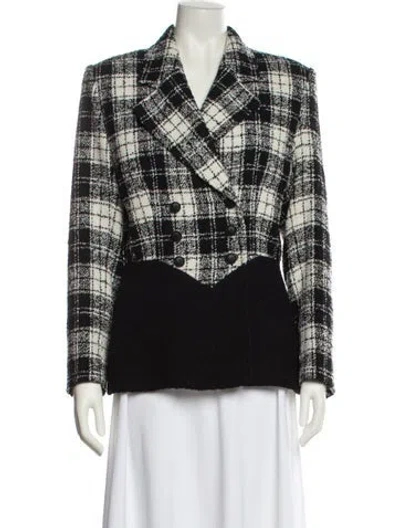 Pre-owned Valentino Virgin Wool Plaid Print Blazer In Black