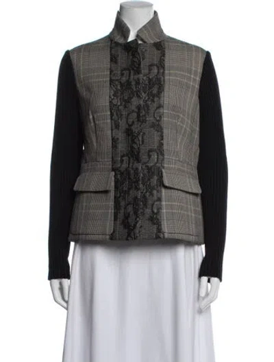 Pre-owned Valentino Virgin Wool Plaid Print Blazer In Black