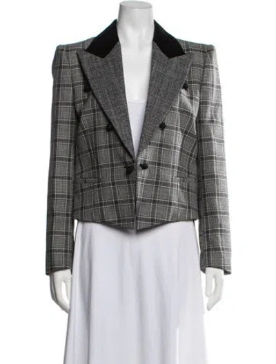 Pre-owned Valentino Virgin Wool Plaid Print Blazer In Grey