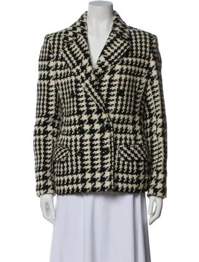 Pre-owned Valentino Virgin Wool Plaid Print Blazer In Neutral