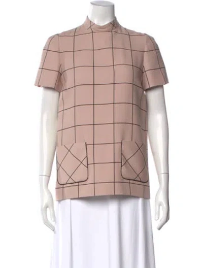 Pre-owned Valentino Virgin Wool Plaid Print Top In Pink