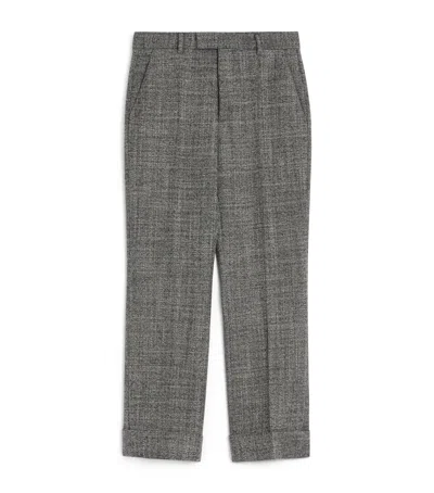 Valentino Virgin Wool Pleated Trousers In Gray