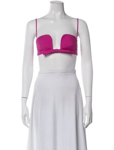 Pre-owned Valentino Virgin Wool Plunge Neckline Sports Bra In Pink