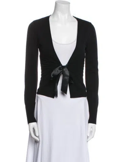 Pre-owned Valentino Virgin Wool Plunge Neckline Sweater In Black